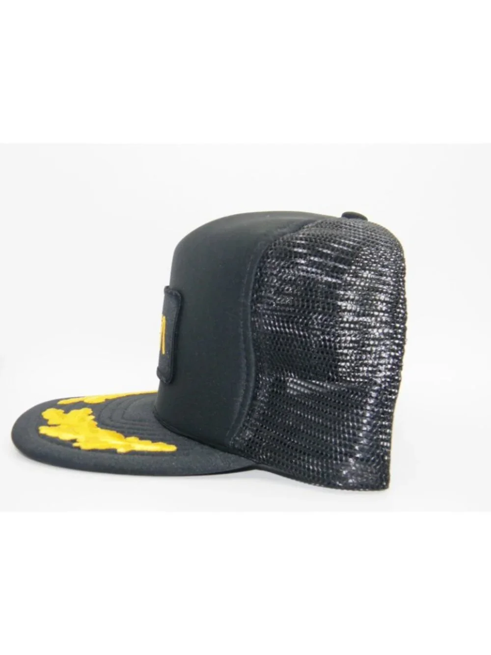 VTG 80s San Sun NASA Worm Logo Hat Gold Yellow Scrambled Eggs Trucker Snapback